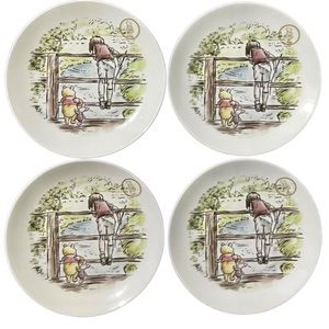 DISNEY Winnie the Pooh 95th Set of 4 Exploring Classic Salad Plate 8” BRAND NEW